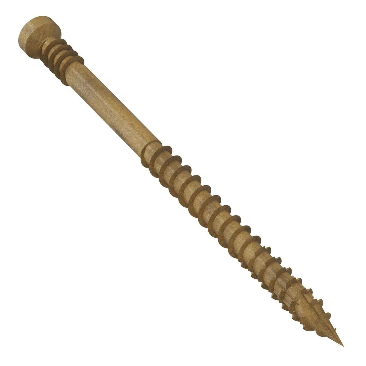Simpson Strong-Tie FT07212R400 (#7 x 2-1/2") Finish Trim Screw Trim-Head Tan Exterior-Grade Quik Guard Coating (400 Pack) - 2