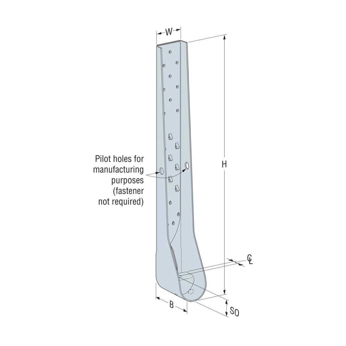 Simpson Strong-Tie HDUE13 (23-1/16") Predeflected Holdown, G90 Galvanized - 2