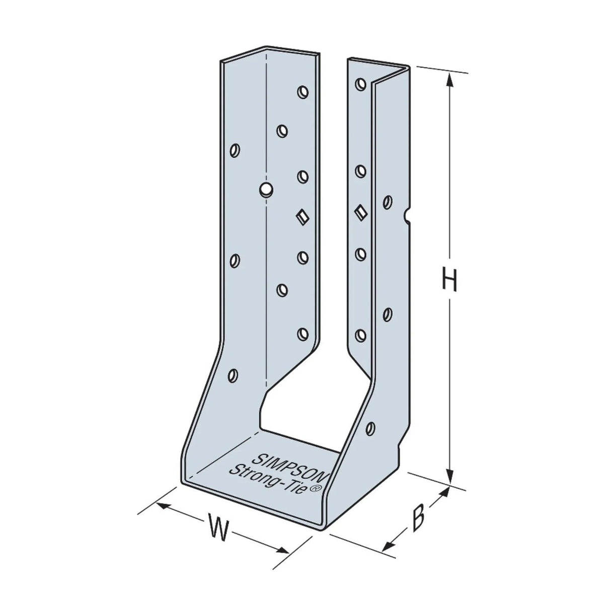 Simpson Strong-Tie HUCQ412-SDS (4" x 12") Heavy Face-Mount Concealed-Flange Joist Hanger w/ Screws - 2