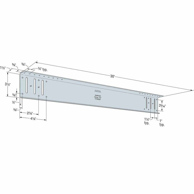 Simpson HYS30/97-KT10 Strong-Tie 12-Gauge 30" Bypass Hybrid Strut Kit with Screws - Cold-Formed Steel Connector
