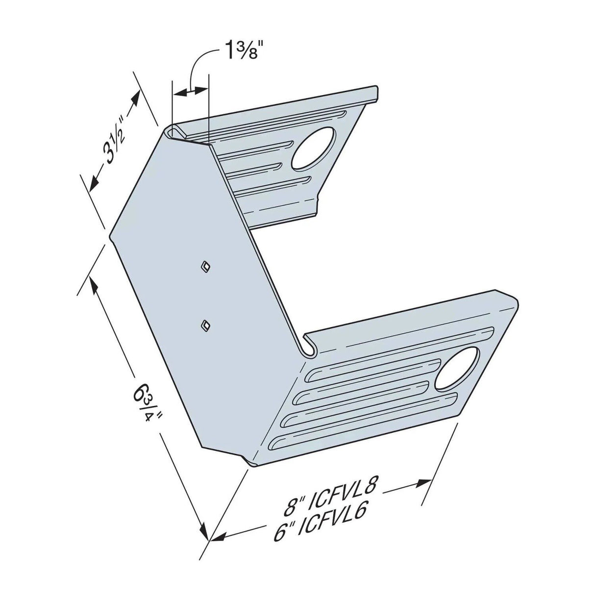 Simpson ICFVL8 Strong-Tie Ledger Connector with 8-inch Legs - 2