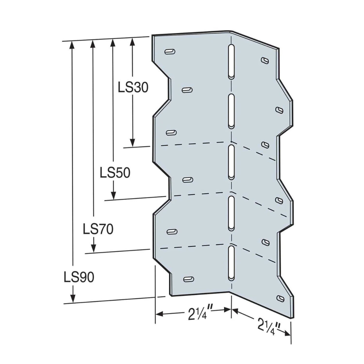 Simpson LS70 Strong-Tie LS 6-3/8" 18-Gauge Galvanized Adjustable L Angle - 2