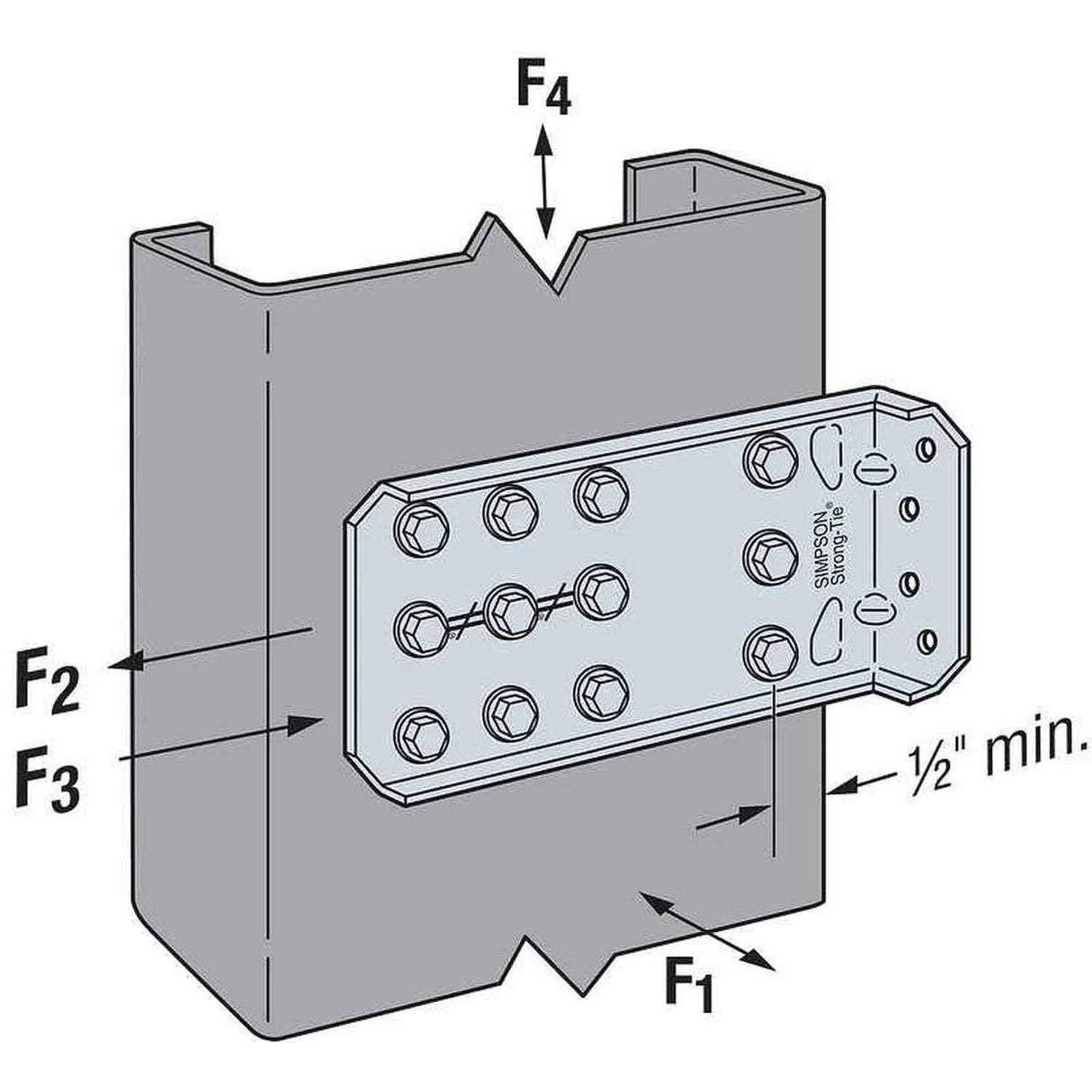 Simpson Strong-Tie MFCB45.5-R25 (5-1/2") Bypass Framing Fixed-Clip Connector (25 Pack) - 9