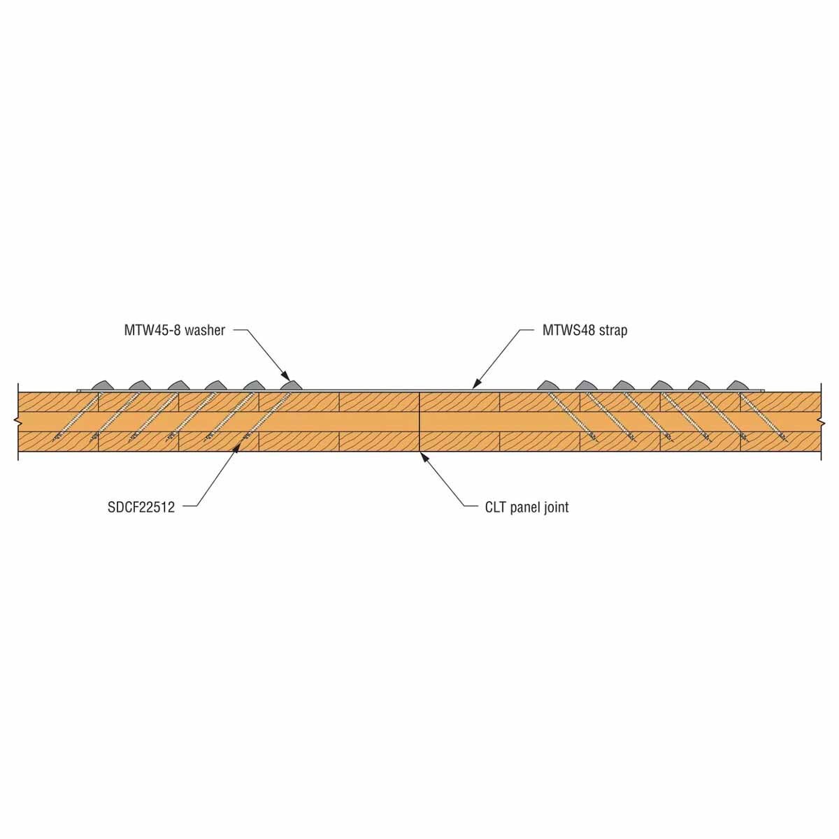 Simpson MTWS48-8 Strong-Tie High-Capacity 7-Gauge Mass Timber Washer Strap for CLT and Engineered Wood Connections - 3