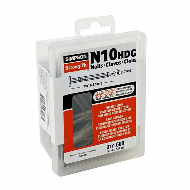 Simpson Strong-Tie N10DHDG-R Strong-Drive (10d x 1-1/2" x 0.148") Smooth-Shank Connector Nail with HDG Coating (120 Pack)