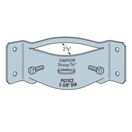 Simpson Strong-Tie PGTIC2Z-R ZMAX Galvanized Inside-Corner Pipe Grip Tie for 2" Pipe