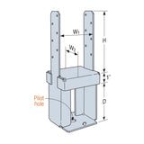 Simpson Strong-Tie PPB66-4Z (6X6) 12 Gauge Porch Post Base 4" Depth - ZMAX Finish - 2