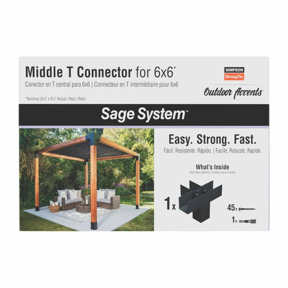 Simpson Strong-Tie SAGE-T66-KT1 (6x6) Sage-T Middle-T Connector Kit with Screws - ZMAX/Black Coating - 2