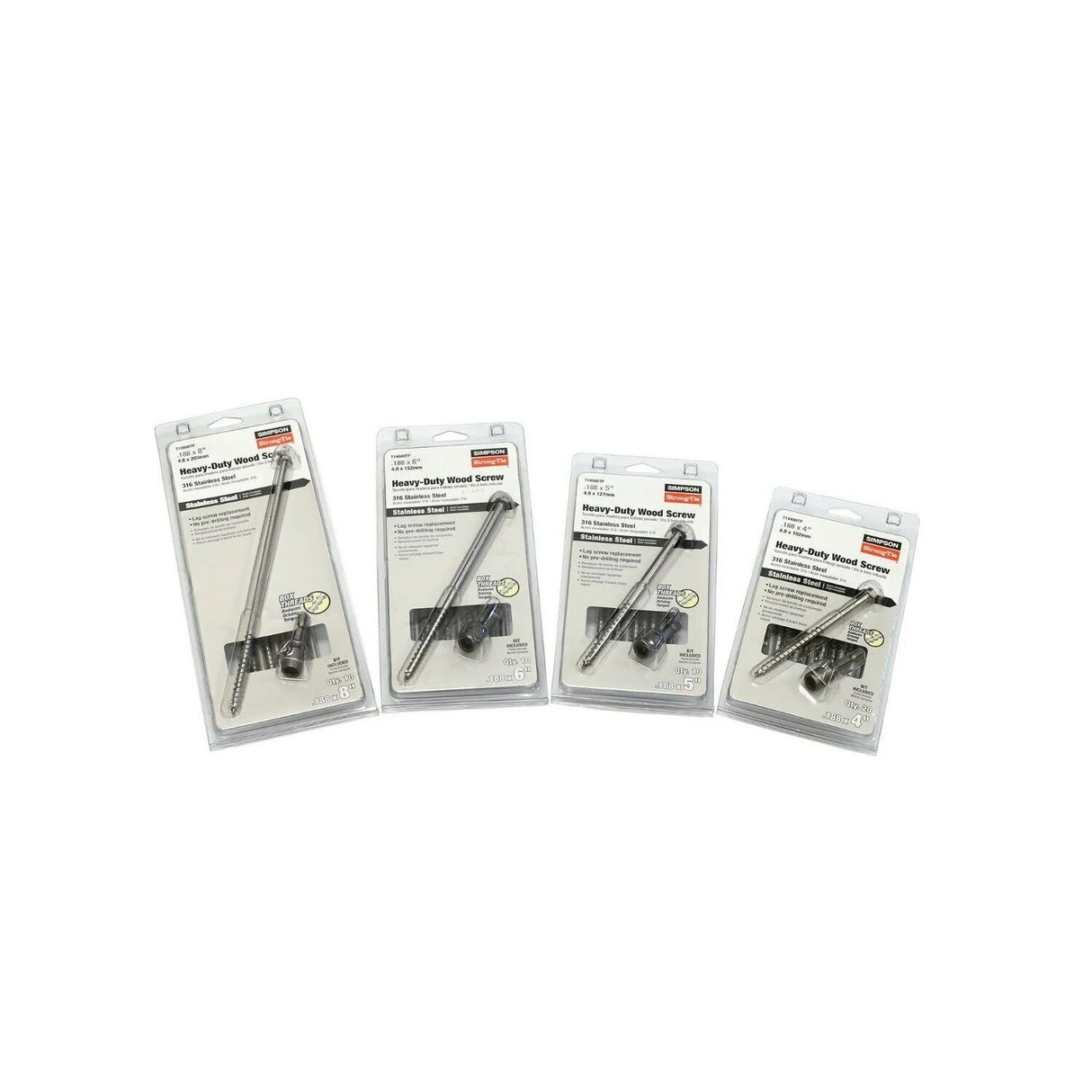 Simpson Strong-Tie SDWH19500SS-R100 Strong-Drive (0.185" x 5") SDWH Timber-Hex SS Screw,Type 316 (100 Pack) - 3
