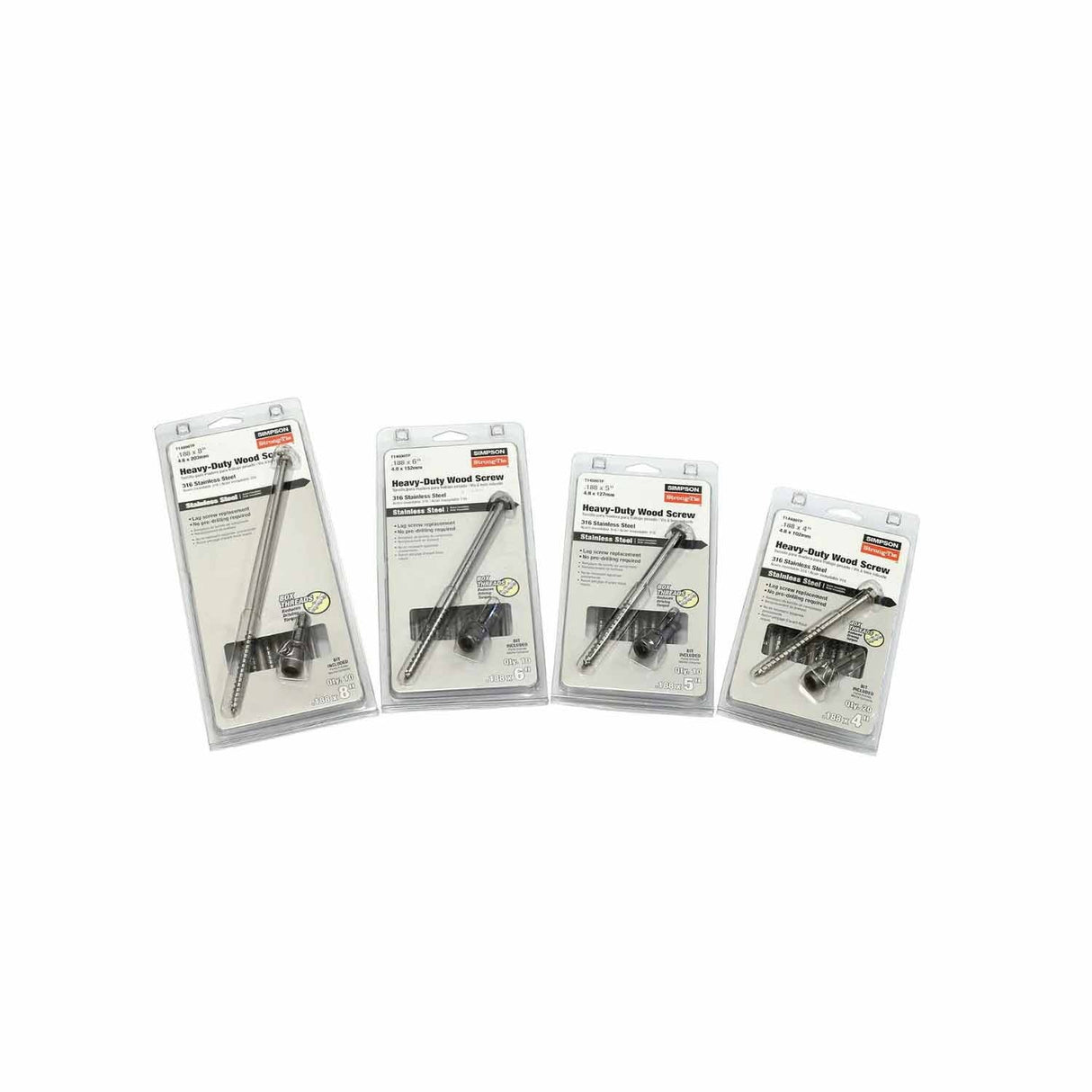 Simpson Strong-Tie SDWH27500SS-R10 Strong-Drive (0.275" x 5") SDWH Timber-Hex SS Screw,Type 316 (10 Pack) - 3