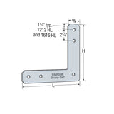 Simpson 1212HL Strong-Tie 12" x 12" 7-Gauge Galvanized Heavy L Strap - 2
