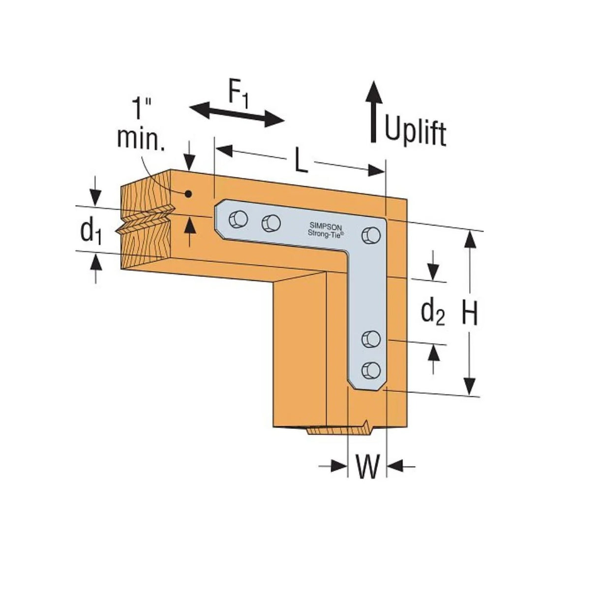 Simpson Strong-Tie 1212HL (12" x 12") 7-Gauge HL Galvanized Heavy L Strap - 3
