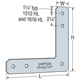Simpson Strong-Tie 1616HL (16" x 16") 7-Gauge HL Galvanized Heavy L Strap - 2