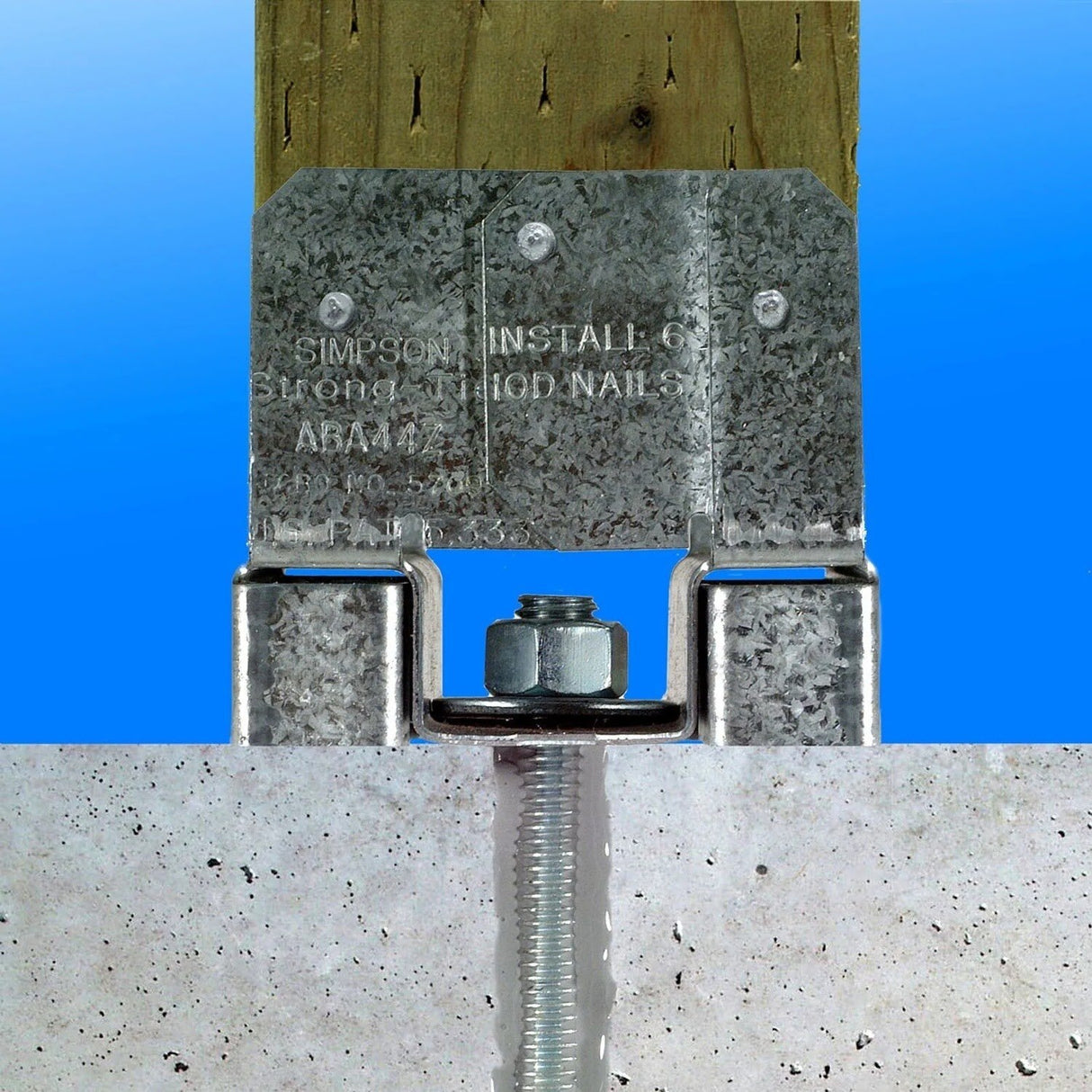 Simpson Strong-Tie ABA44RZ (3-1/8") 16Ga Adjustable Post Base for Rough Cut 4x4 - ZMAX Finish - 4