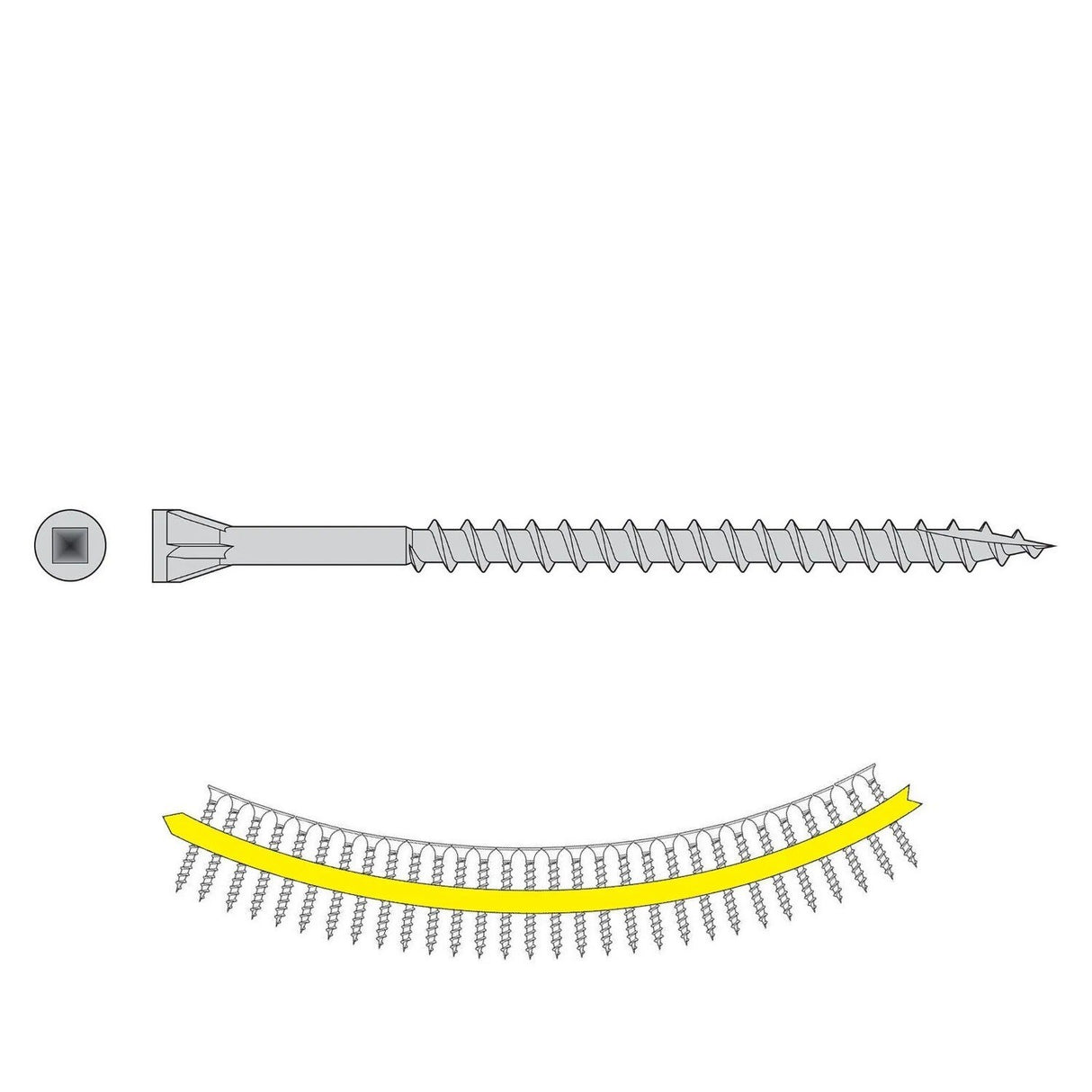 Simpson Strong-Tie DTHQ212S (#8 x 2-1/2") Quik Guard Trim-Head Collated Screw  - Type-17 Point  (1500 Pack)