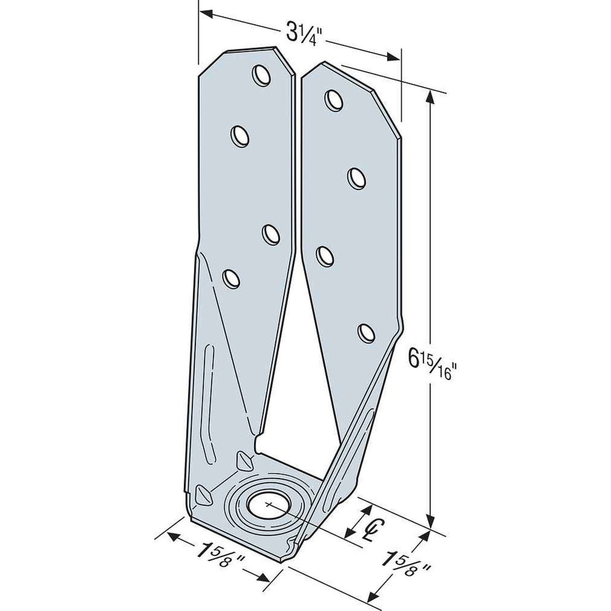 Simpson Strong-Tie DTT2Z-R2 (1-1/2") Deck Tension Tie - ZMAX Galvanized for 2x with SDS Screws (2 Pack) - 2