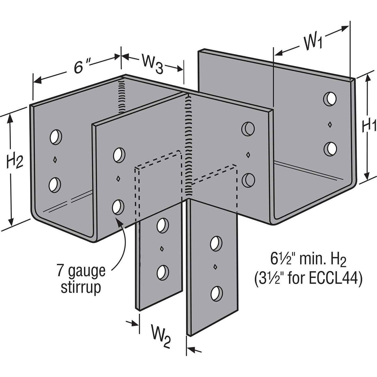 Simpson ECCLL444HDG Strong-Tie L-Shape End Column Cap for 4x Beams and 4x Post, Left Skewed, Hot-Dip Galvanized - 2
