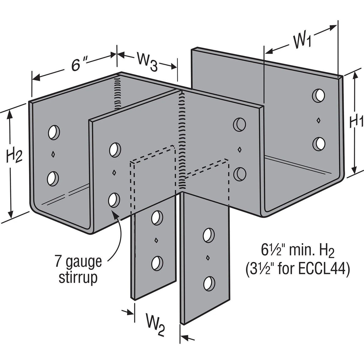 Simpson Strong-Tie ECCLL444TC Tall Corner End Column Cap Left Direction Gray Paint - For 4x Beams and 4x Posts - 2