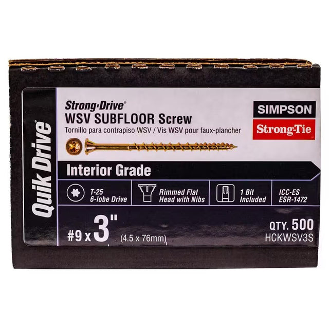 Simpson Strong-Tie HCKWSV3S Strong-Drive (#9 x 3") T25 Subfloor Collated Screw - Yellow-Zinc (500 Pack)