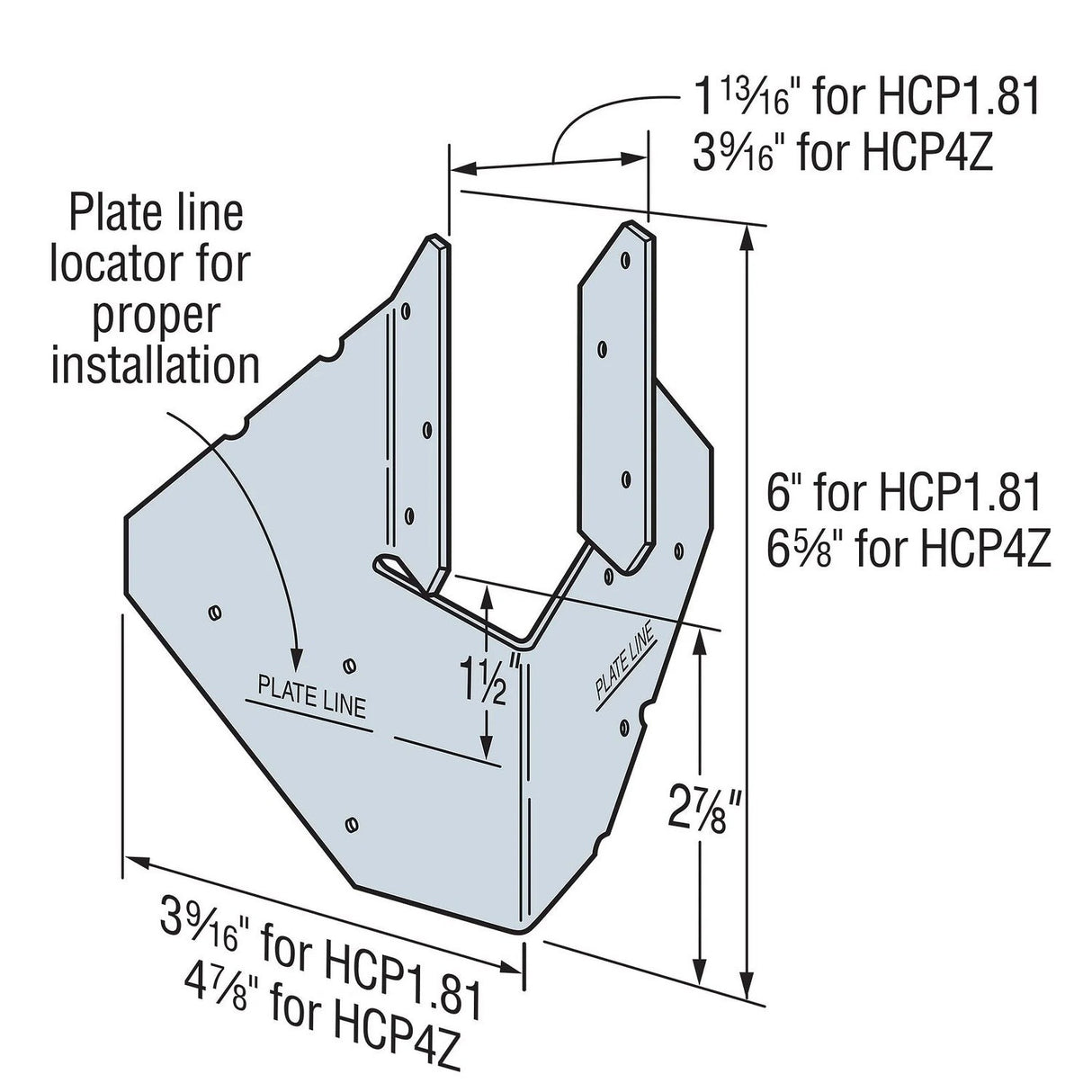 Simpson Strong-Tie HCP4Z (6-5/8" x 4x") 18 Gauge Hip Corner Plate - ZMAX Finish - 2