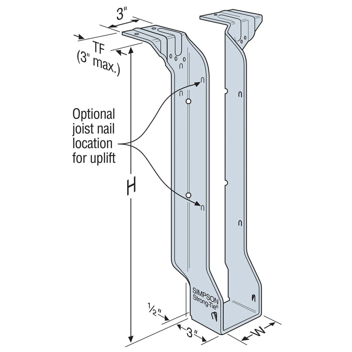 Simpson Strong-Tie HIT324 (2-1/2" x 24") Heavy I-Joist Top-Flange Hanger - G90 Galvanized - 2