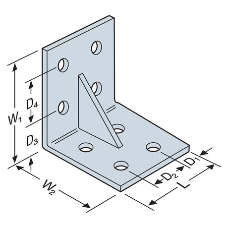 Simpson Strong-Tie HL76 (7-1/4" x 3") 3 Gauge Heavy L-Shaped Angle - Gray Paint for Wood-to-Wood Reinforcement