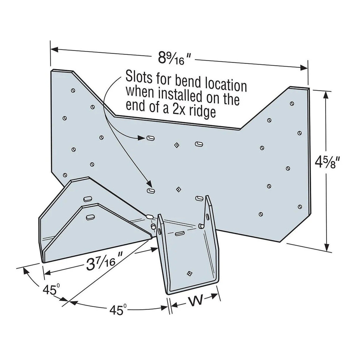 Simpson HRC22 Strong-Tie Galvanized Hip Ridge Connector for 2x - Secure Hip-to-Ridge Beam Connection - 2