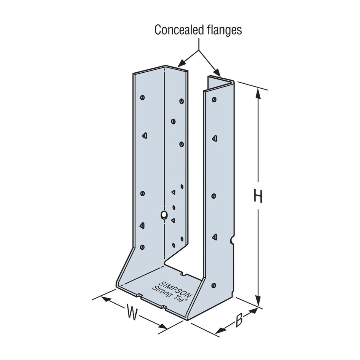 Simpson Strong-Tie HUC410Z (8-3/8") 14Ga Heavy-Duty Concealed-Flange Face-Mount Joist Hanger - ZMAX Finish - 2