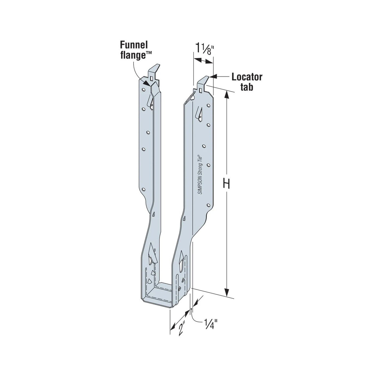 Simpson Strong-Tie IUS2.06/14 (2 in. x 14 in.) Face-Mount Joist Hanger for Engineered Wood - 2