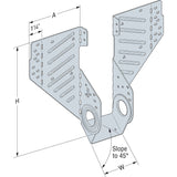 Simpson Strong-Tie LSSR28Z L(1-1/2") 18Ga Light Slopeable/Skewable Rafter Hanger for 2x8- ZMAX Finish - 3