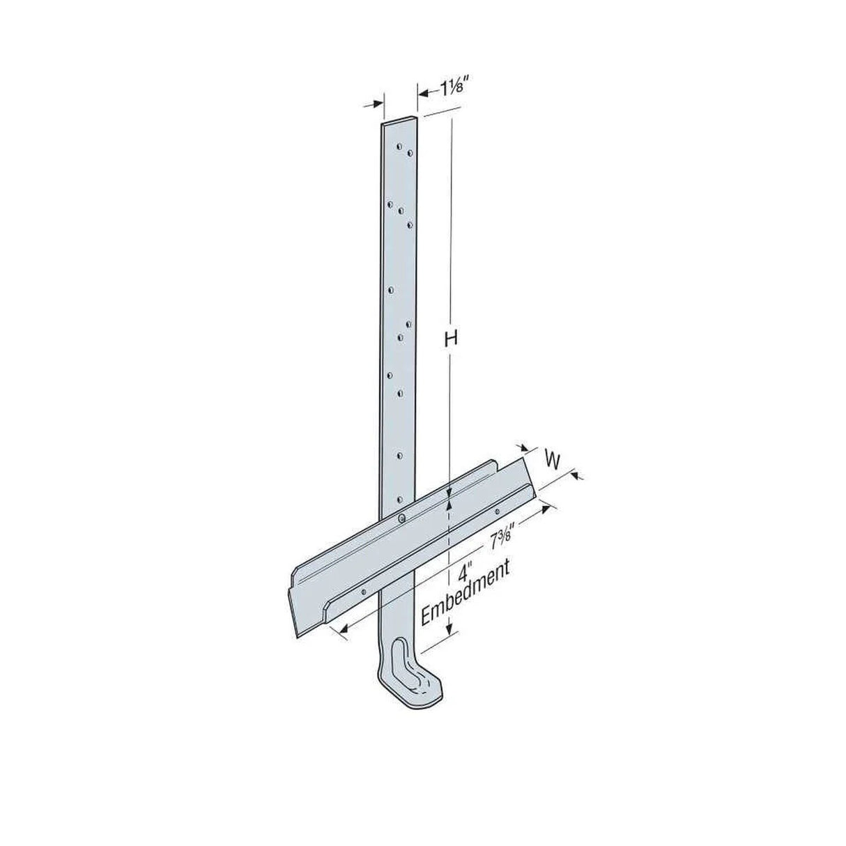 Simpson Strong-Tie META16 (12") 18 Gauge Medium Embedded Truss Anchor for Concrete and Masonry Walls