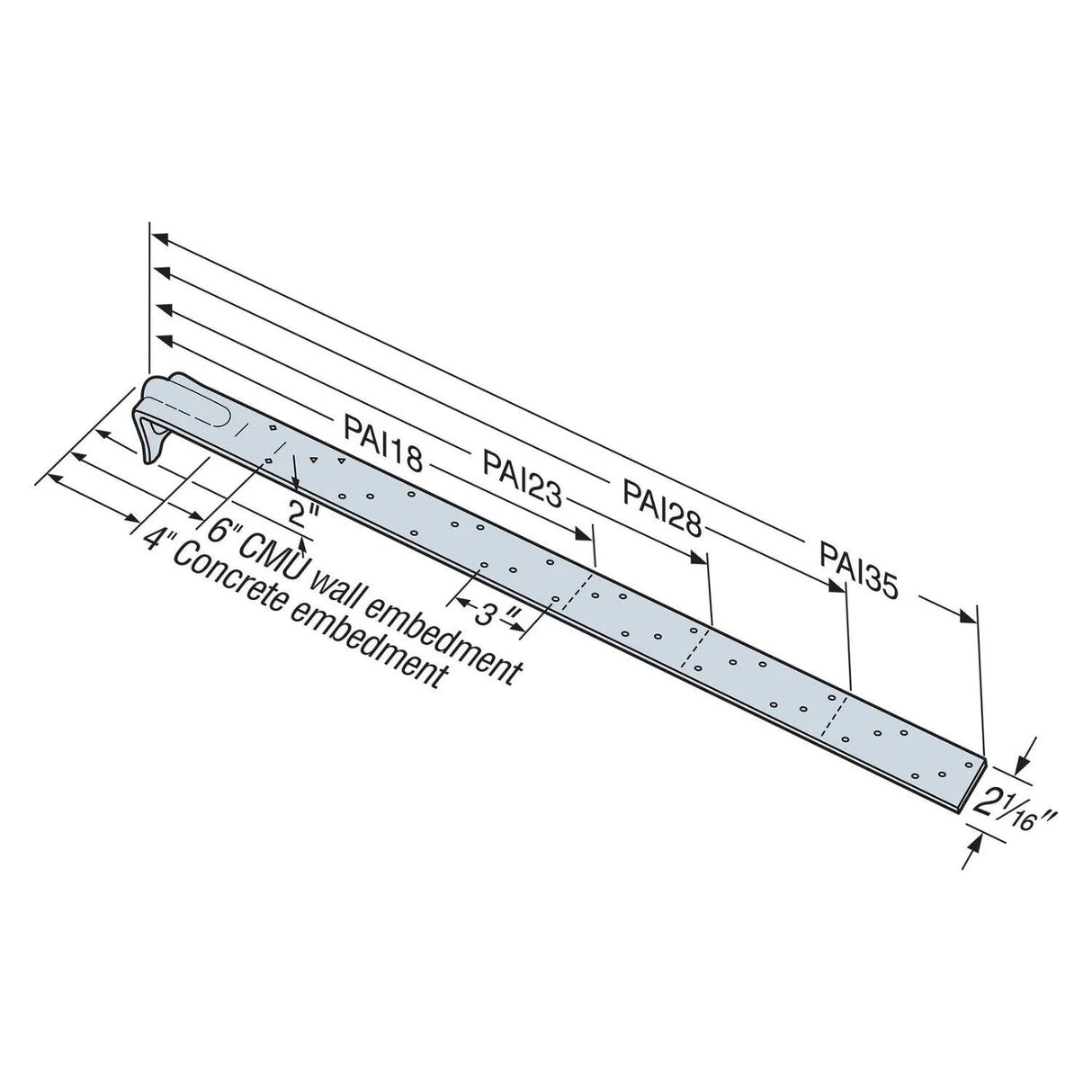 Simpson Strong-Tie PAI23 (23-3/4") 12 Gauge Purlin Anchor for I-Joist - G90 Galvanized - 2
