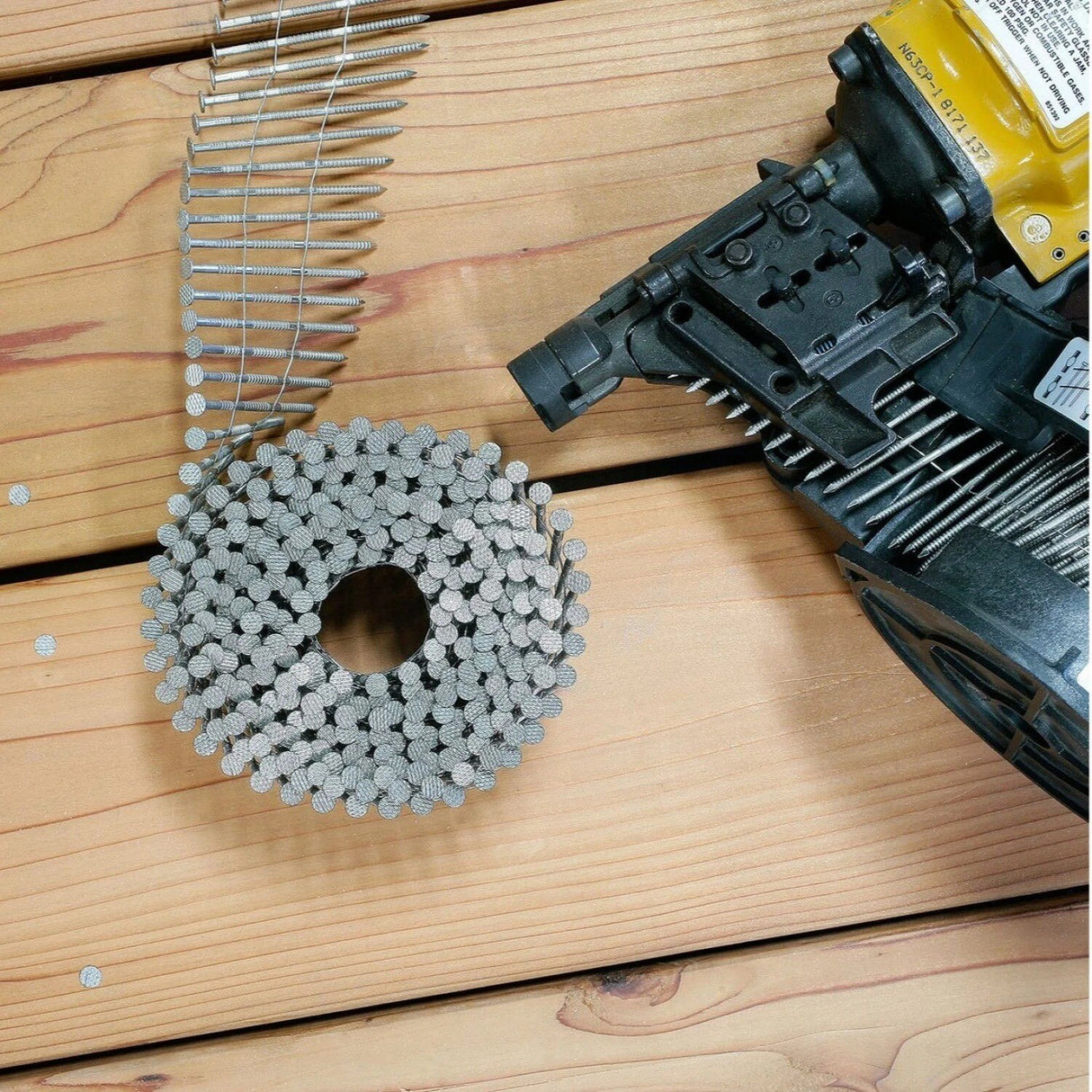 Simpson Strong-Tie S12A300PNJ (3 in. x 0.099 in.) 15 Degree Wire Coil Full Round Head Ring-Shank Decking/Framing Nail (1800 Pack) - 3