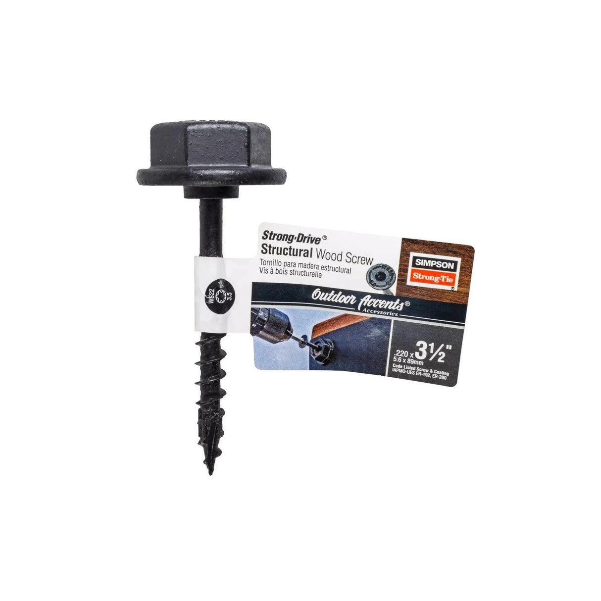 Simpson Strong-Tie SDWS22312DBB-RN1 Strong-Drive (.220" x 3-1/2") T40 Outdoor Accents Structural Wood Screw, Black - 2