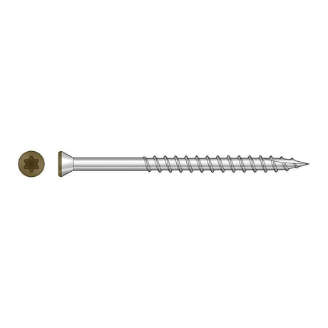 Simpson Strong-Tie T07225FTPBR01 (#7 x 2-1/4") T15 6-Lobe Drive Trim-Head Screw, Type 316, Brown 01 (350 Pack)