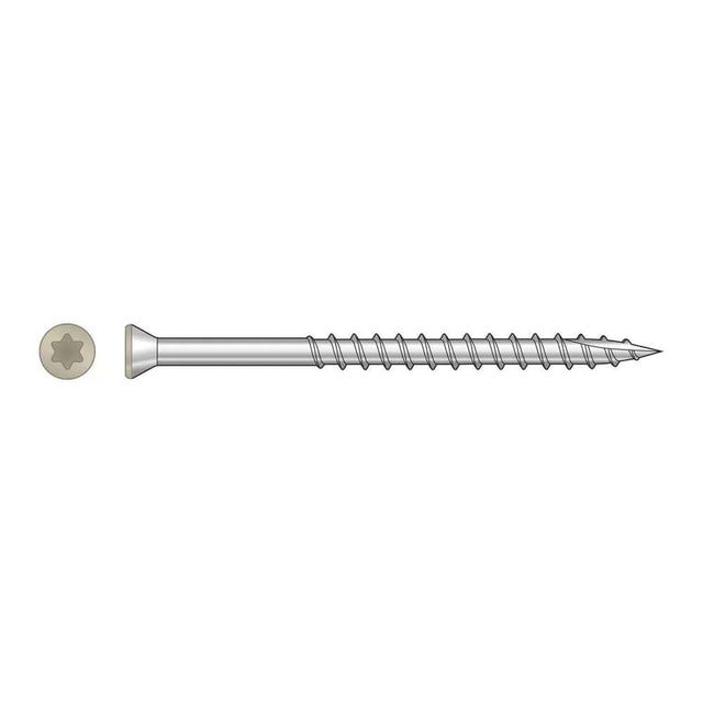 Simpson Strong-Tie T07225FTPTN02 (#7 x 2-1/4") T15 6-Lobe Drive Trim-Head Screw, Type 316, Tan 02 (350 Pack)