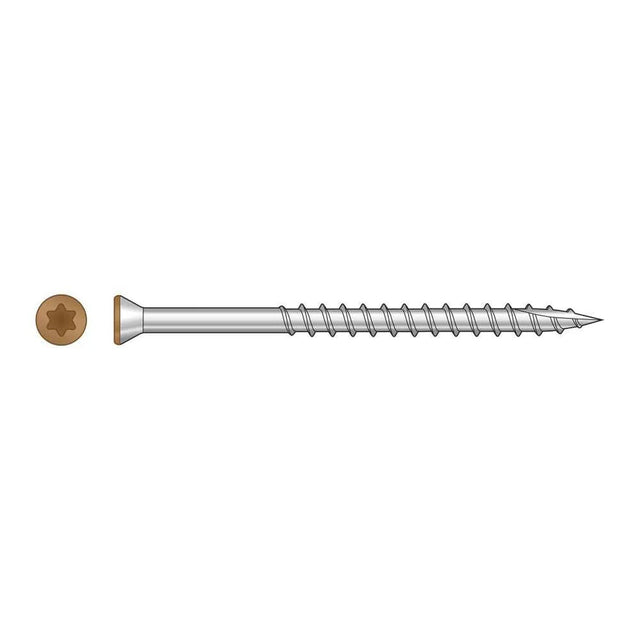 Simpson Strong-Tie T07225FTPTN04 (#7 x 2-1/4") 6-Lobe Drive Stainless Steel Trim-Head Screw, Tan 04 (350 Pack)