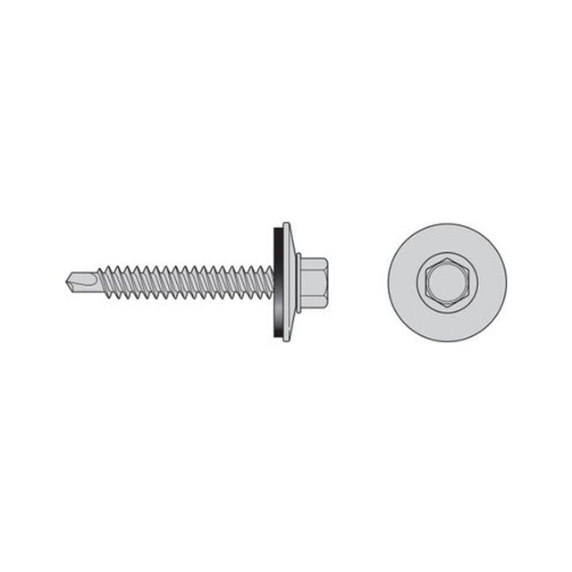 Simpson Strong-Tie T12150XOC Self-Drilling Hex-Washer-Head Screw with EPDM Sealing Washer (100 Pack)