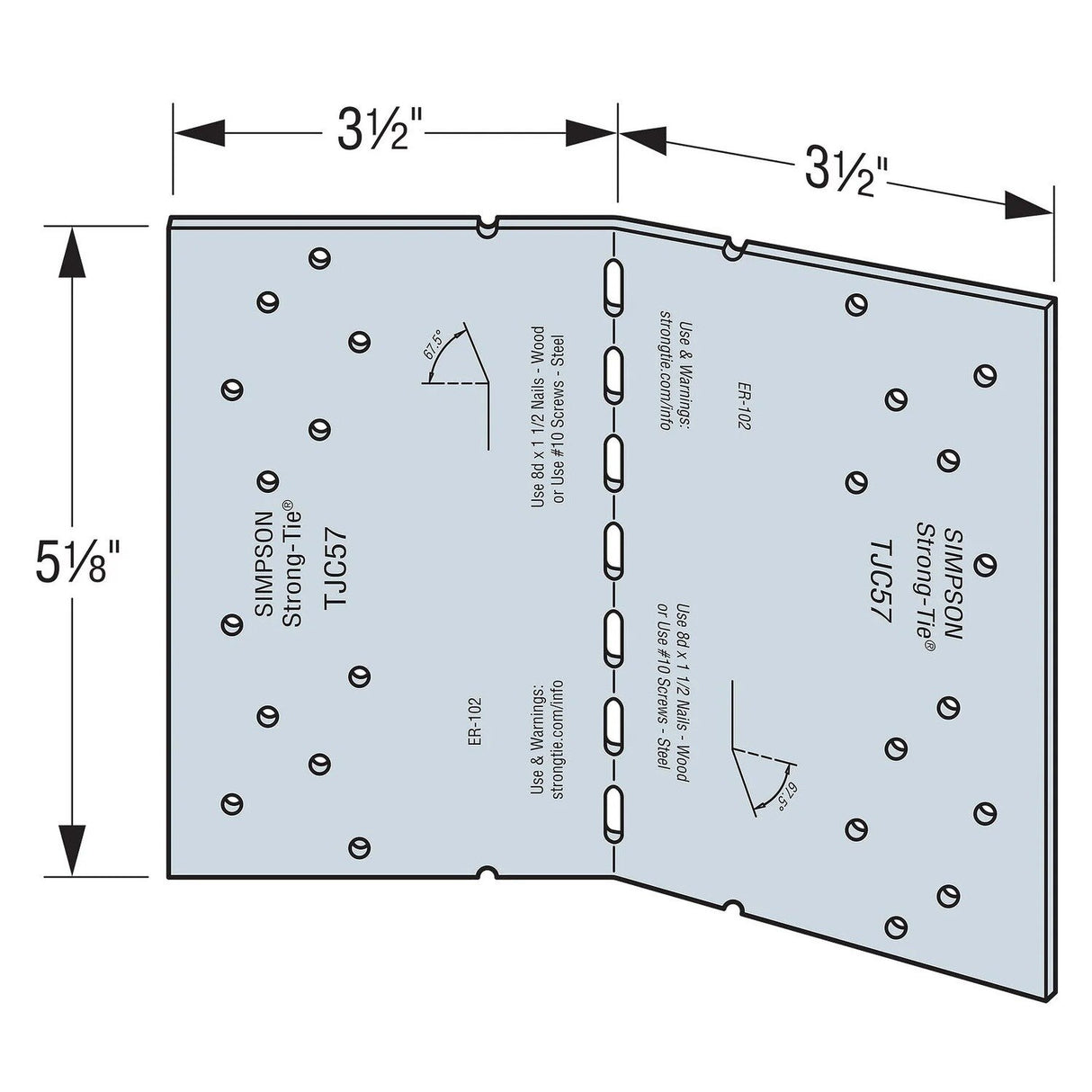 Simpson Strong-Tie TJC57 (5-1/8 in. x 7 in.) Adjustable Jack Truss Connector - G90 Galvanized - 2