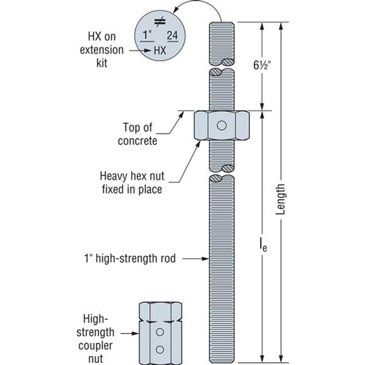Simpson WSWH-HSR1X36KT Strong-Wall High-Strength Wood Shearwall Extension Kit for Tall Stem Wall Anchorage
