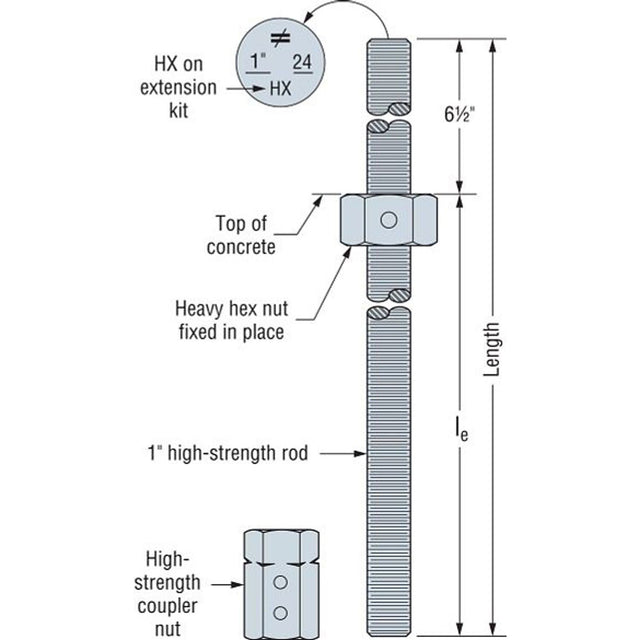 Simpson WSWH-HSR1X36KT Strong-Wall High-Strength Wood Shearwall Extension Kit for Tall Stem Wall Anchorage
