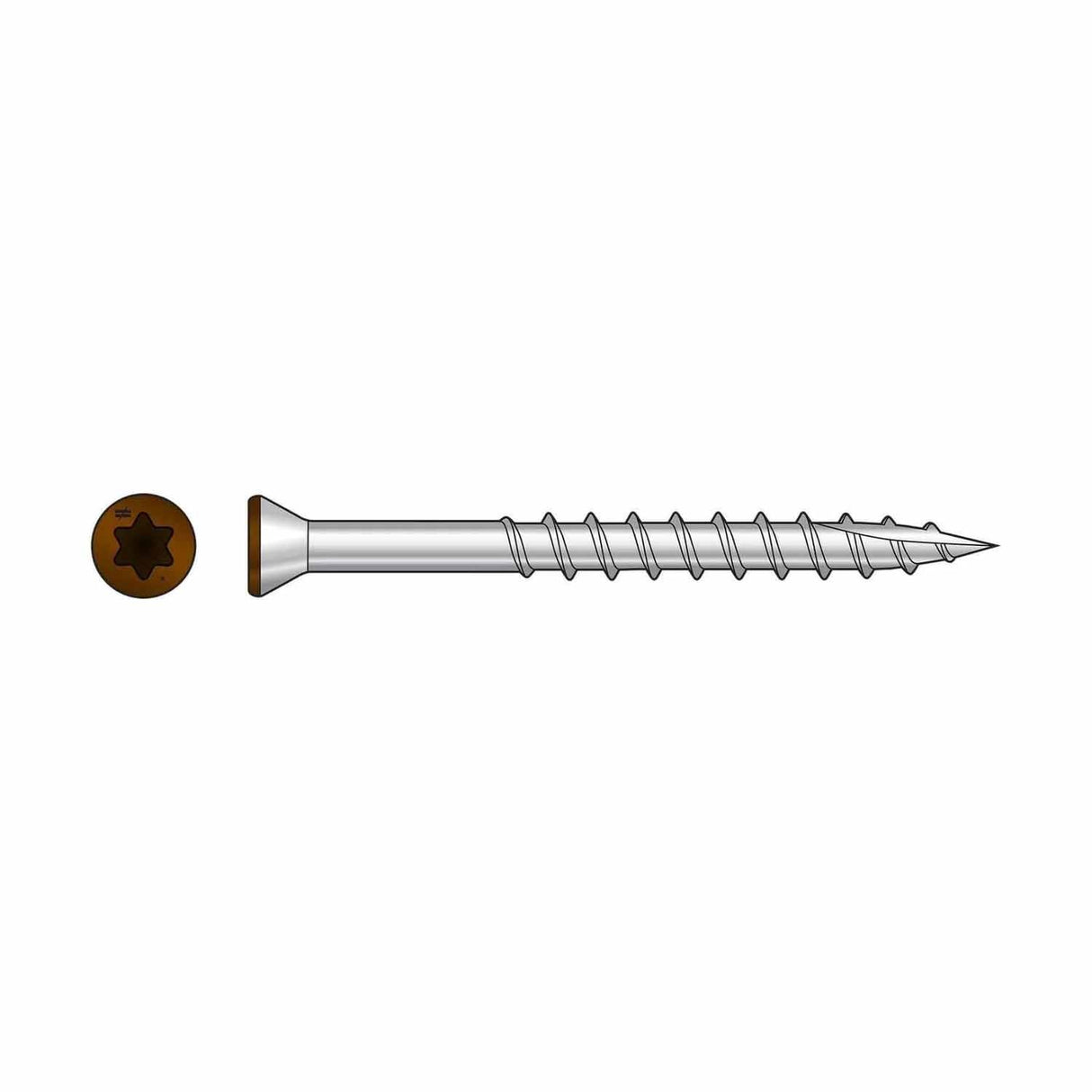 Simpson Strong-Tie T07162FT70TN01 (#7 x 1-5/8") T15 6-Lobe Drive SS Trim-Head Screw, Type 316, Tan 01 (70 Pack) - 2