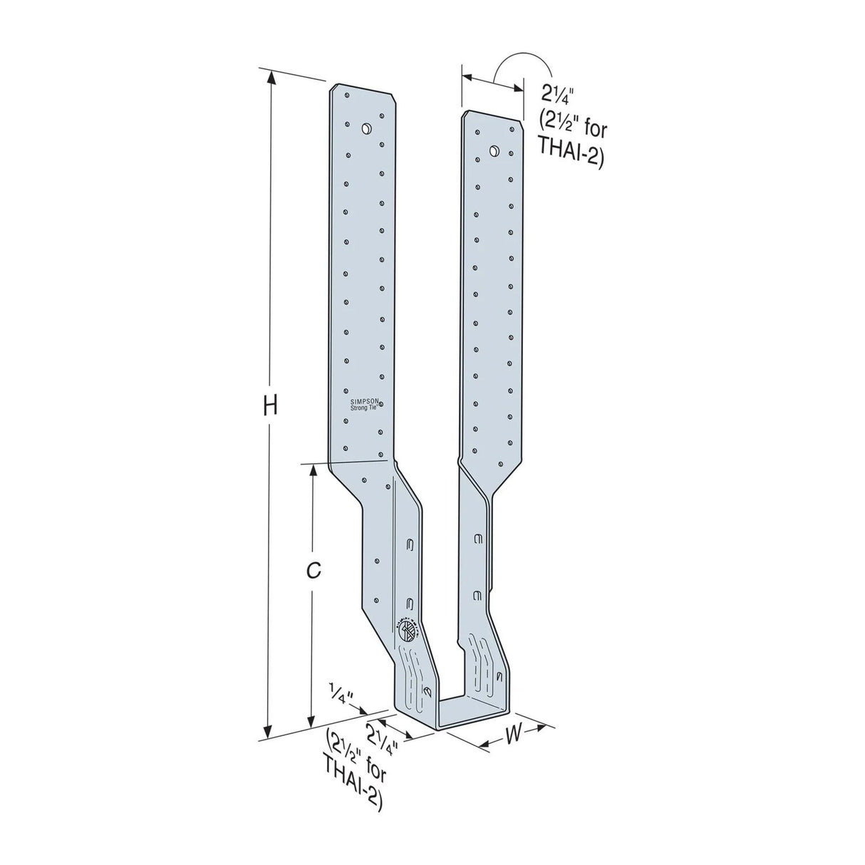 Simpson Strong-Tie THAI322 (2-1/2 in.) Adjustable I-Joist Truss Hanger for Engineered Wood - 2
