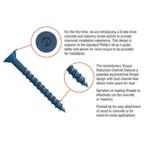 Simpson Strong-Tie TNT25234TFC8 Titen Turbo (1/4" x 2-3/4") T30 Flat-Head Concrete and Masonry Screw, Blue (8 Pack) - 2
