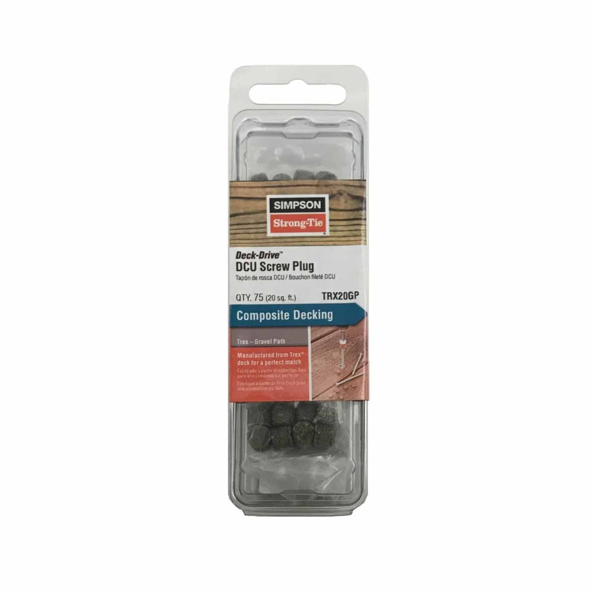 Simpson Strong-Tie TRX20GP Deck-Drive Composite Decking Screw Plug - Trex Gravel Path (75 Pack)