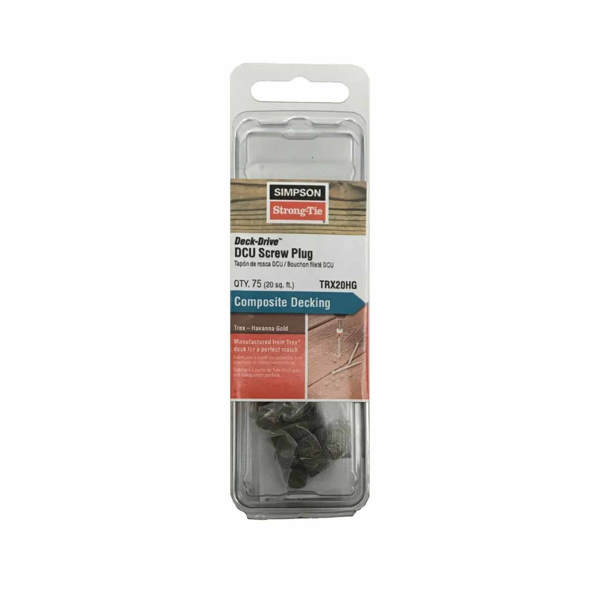 Simpson Strong-Tie TRX20HG Deck-Drive Composite Decking Screw Plug - Trex Havana Gold (75 Pack)