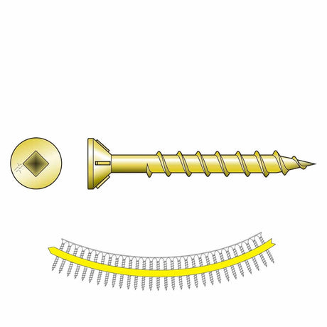 Simpson WSC112S Quik Drive Collated Wood Screw #8 x 1-1/2" #2 Square Flat Head Yellow Zinc