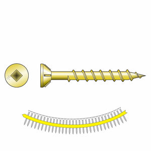 Simpson Strong-Tie WSC112S (#8 x 1-1/2") Collated Wood Screw, #2 Square Flat Head, Yellow Zinc (2000 Pack)