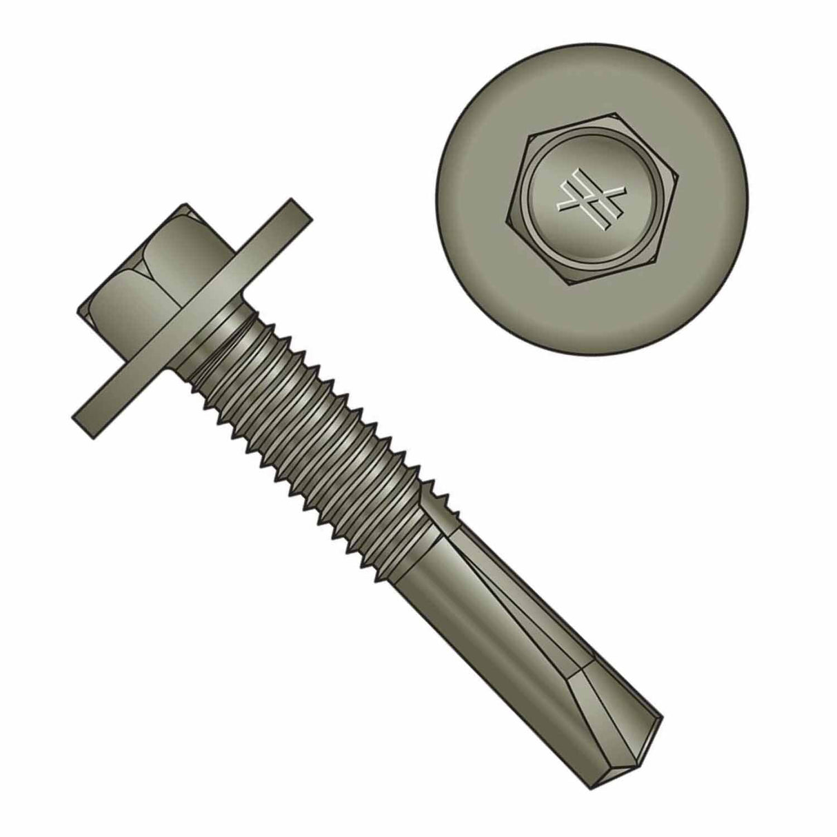 Simpson XLQ114B1224-2K Strong-Tie XL Large-Head Metal Screw #12 x 1-1/4" 5/16 Hex Quik Guard Coating - 2