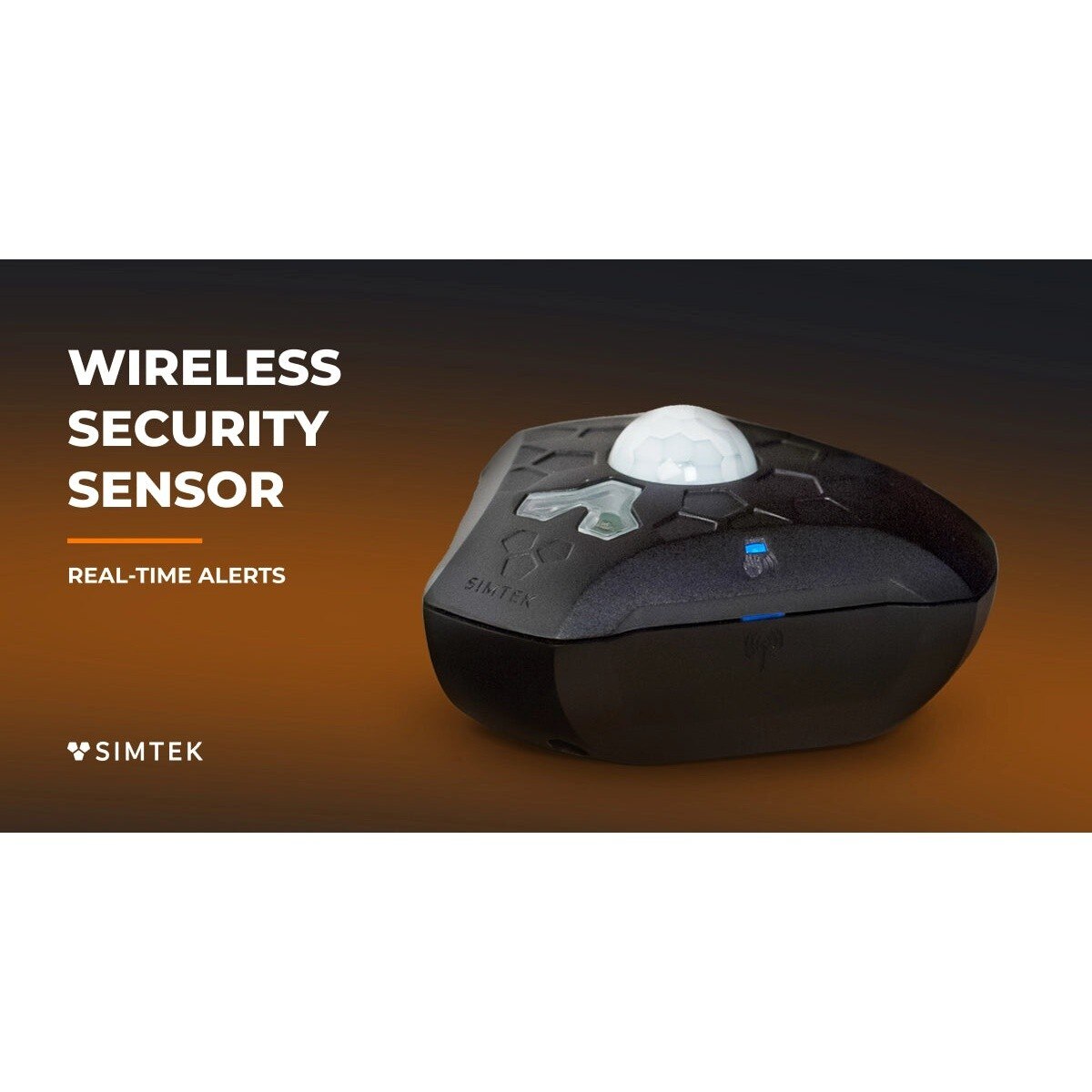 Simtek BLK-SIMTEK-22 3.66" x 3.26" x 1.48" Black Wireless Security Sensor with Cellular Motion and Light Alerts - 3